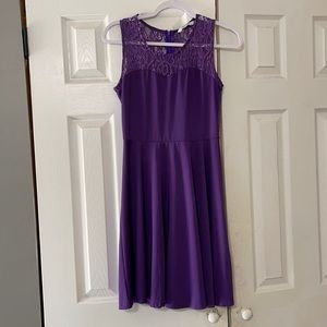 Purple ANGVNS dress with lace top, size medium